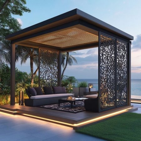 برجولات حدائق خارجية في جدة حي النعيم | تركيب برجولات مودرن | تركيب جلسات شتوية خارجية | تنسيق برجولات حدائق